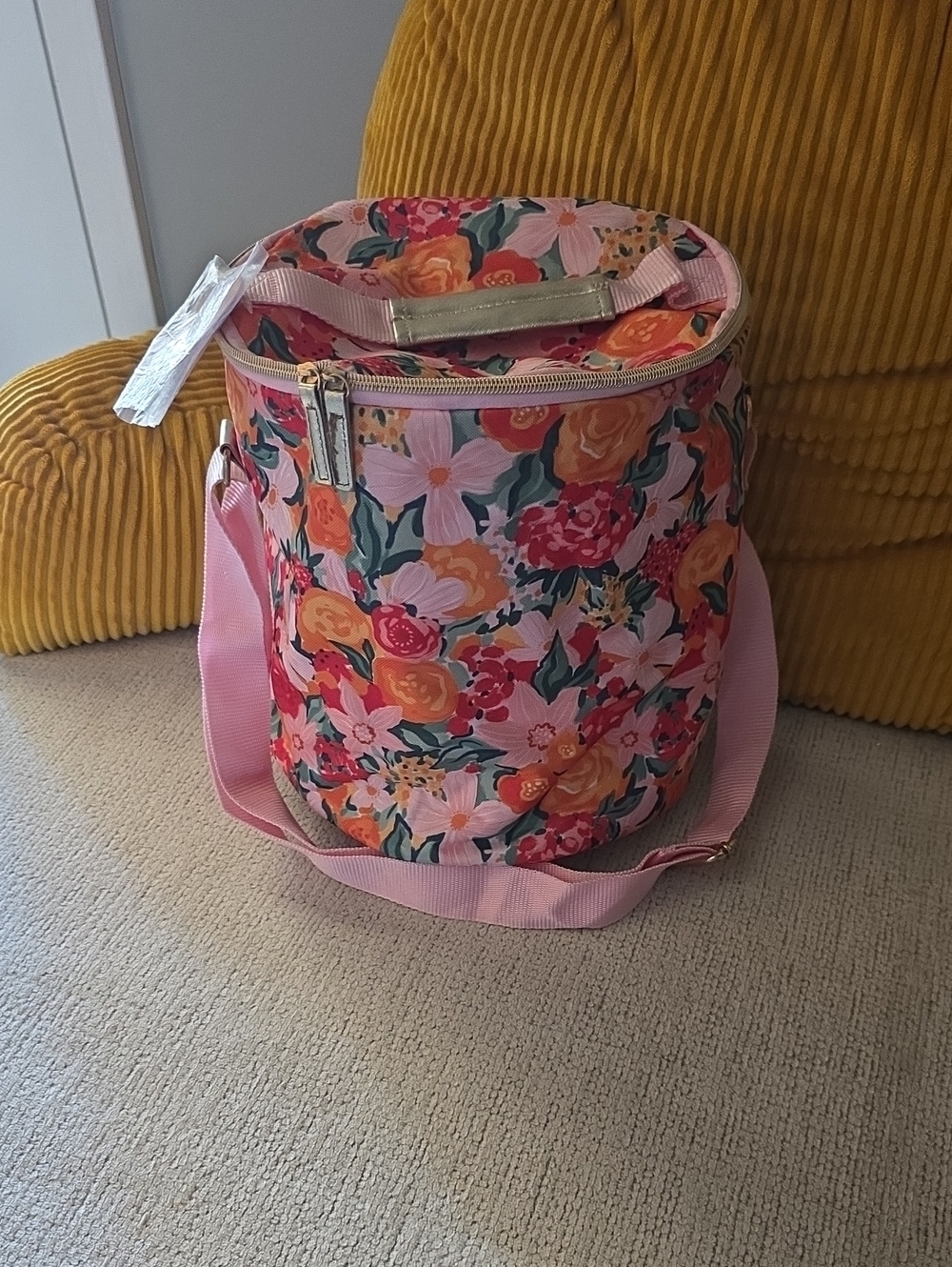 Floral Pink Round Cooler Bag